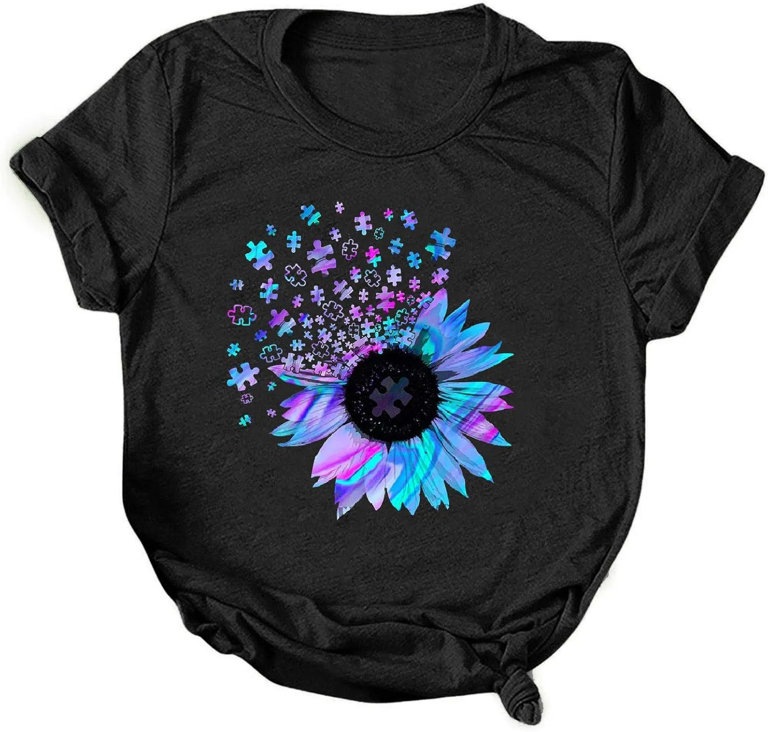 Sunflower Graphic Tee T Shirt Women Short Sleeve Cute Casual Tees Loose Fit Summer Tunic Tops