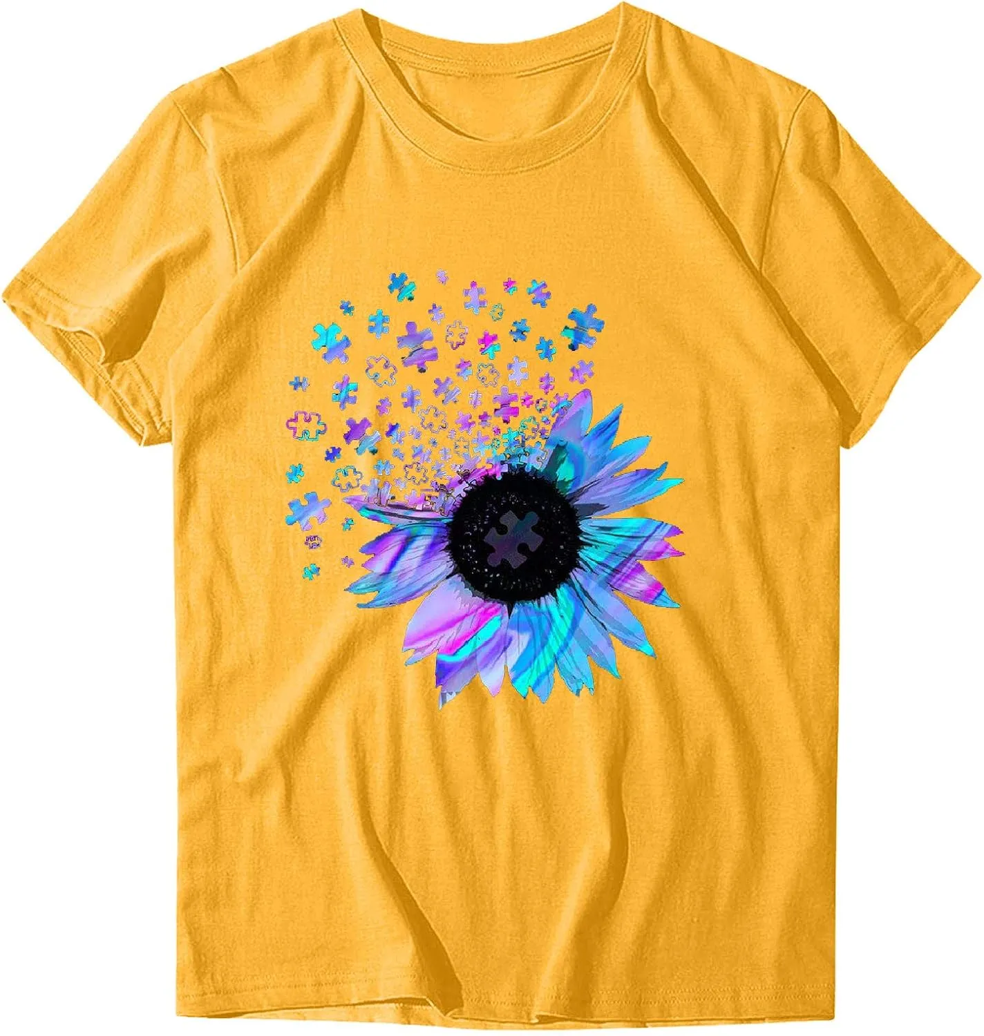 Sunflower Graphic Tee T Shirt Women Short Sleeve Cute Casual Tees Loose Fit Summer Tunic Tops
