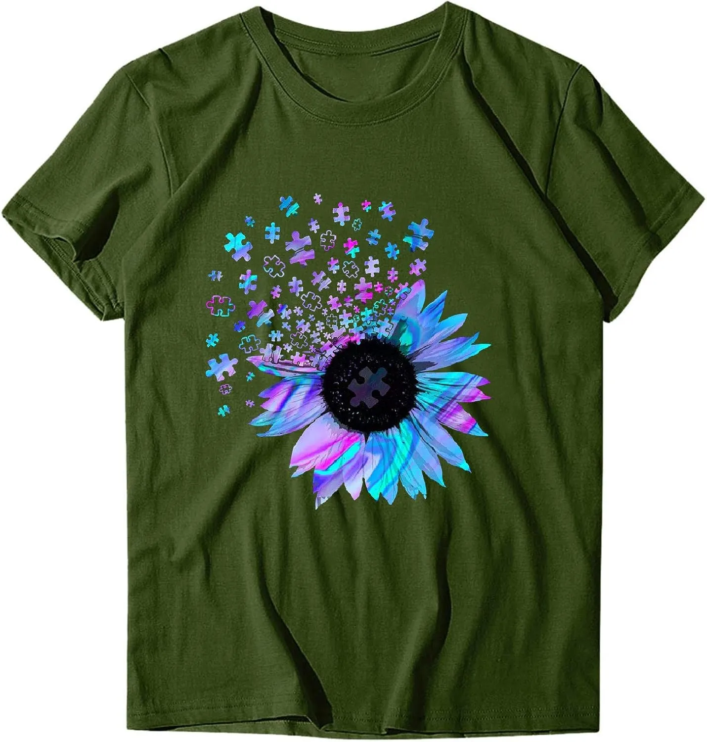 Sunflower Graphic Tee T Shirt Women Short Sleeve Cute Casual Tees Loose Fit Summer Tunic Tops