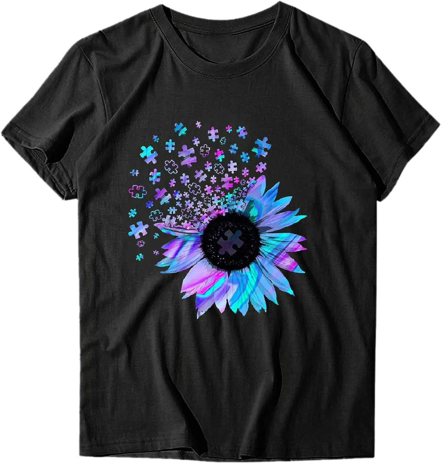 Sunflower Graphic Tee T Shirt Women Short Sleeve Cute Casual Tees Loose Fit Summer Tunic Tops