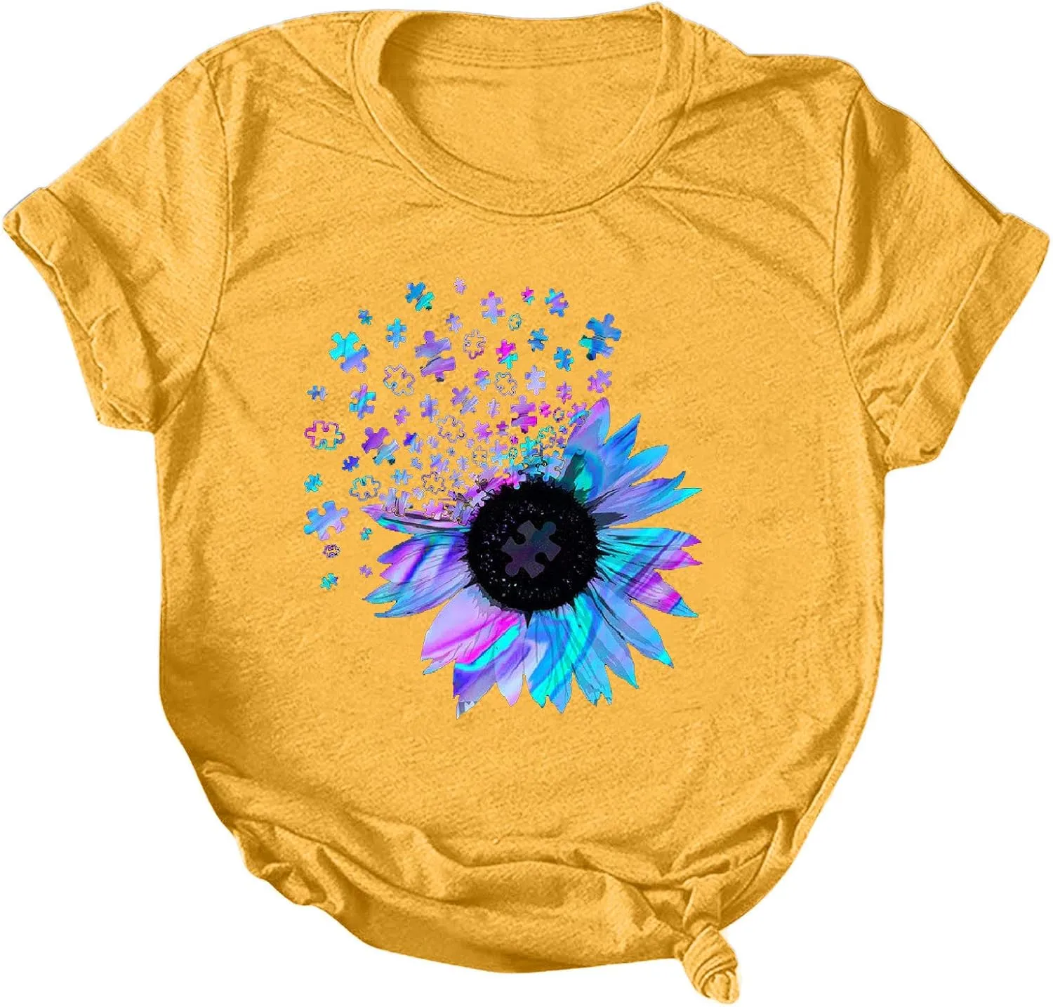 Sunflower Graphic Tee T Shirt Women Short Sleeve Cute Casual Tees Loose Fit Summer Tunic Tops