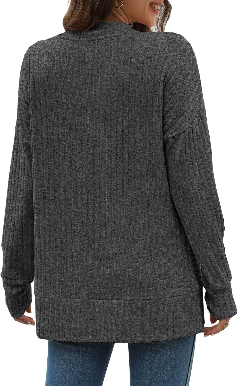 Sweater for Women Top Oversized Fashion Sweater Soft Striped V Neck Long Sleeve Pullover Sweatshirt
