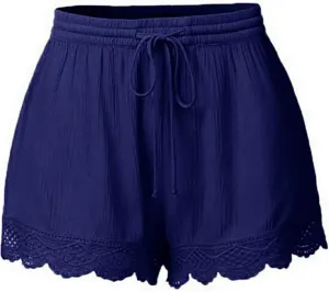 TANGNADE Shorts for Women Trendy High Elastic Waisted Drawstring Beach Shorts 2024 Summer Flowy Wide Leg Shorts