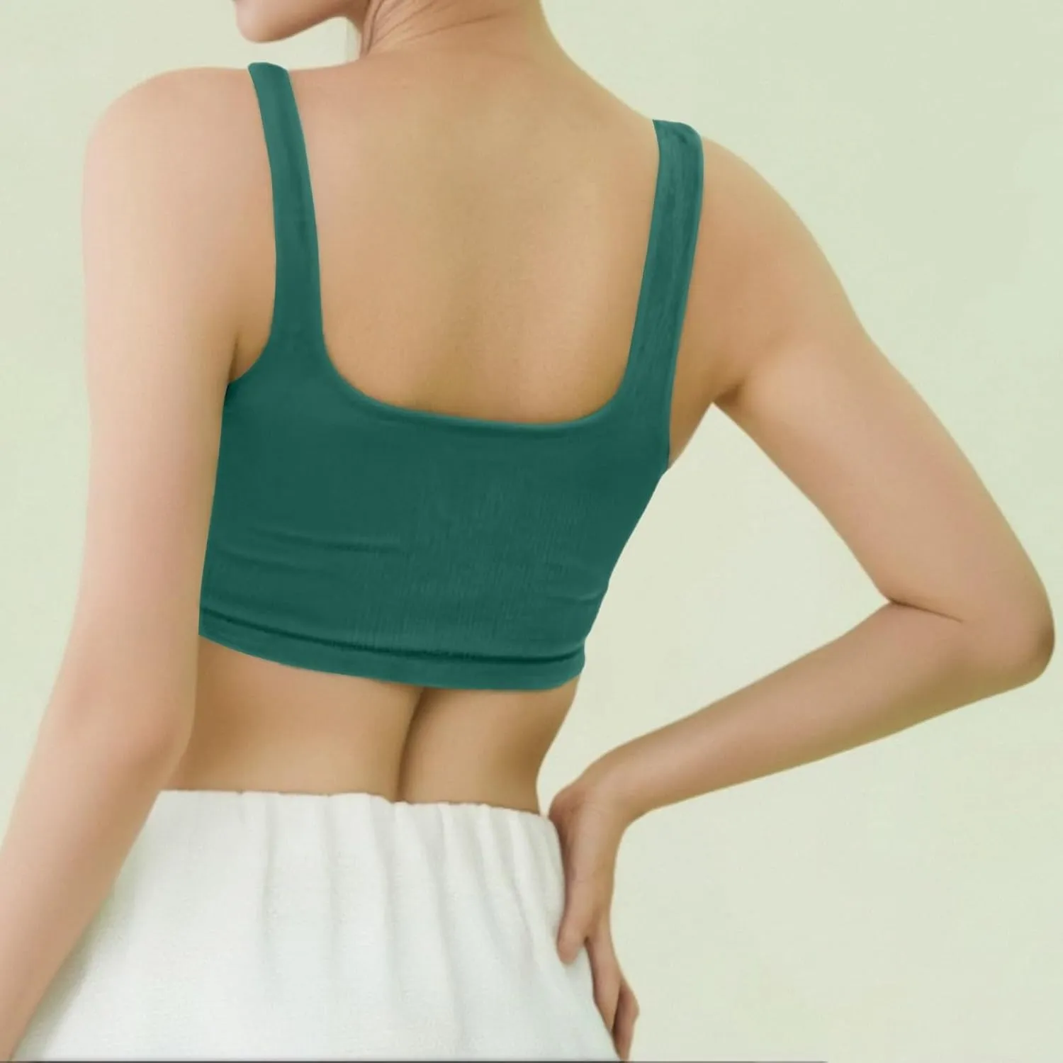 Tank Tops for Women-Women’s Sexy Square Neck Double Lined Seamless Sleeveless Cropped Tank Yoga Crop Basic Tops