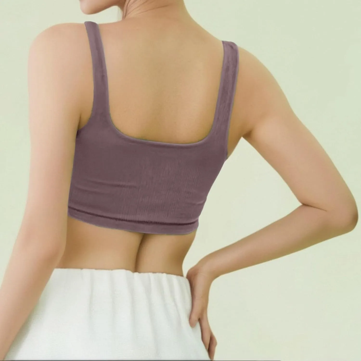 Tank Tops for Women-Women’s Sexy Square Neck Double Lined Seamless Sleeveless Cropped Tank Yoga Crop Basic Tops