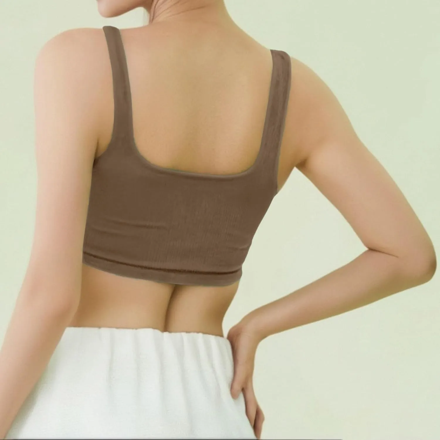 Tank Tops for Women-Women’s Sexy Square Neck Double Lined Seamless Sleeveless Cropped Tank Yoga Crop Basic Tops