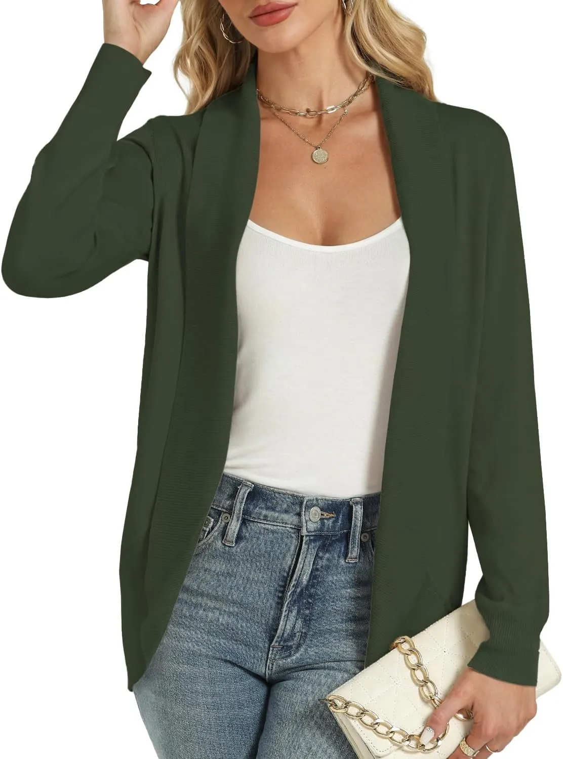 Tanou Womens Cardigan Lightweight Soft Long Sleeve Open Front Casual Knit Cardigan Sweater
