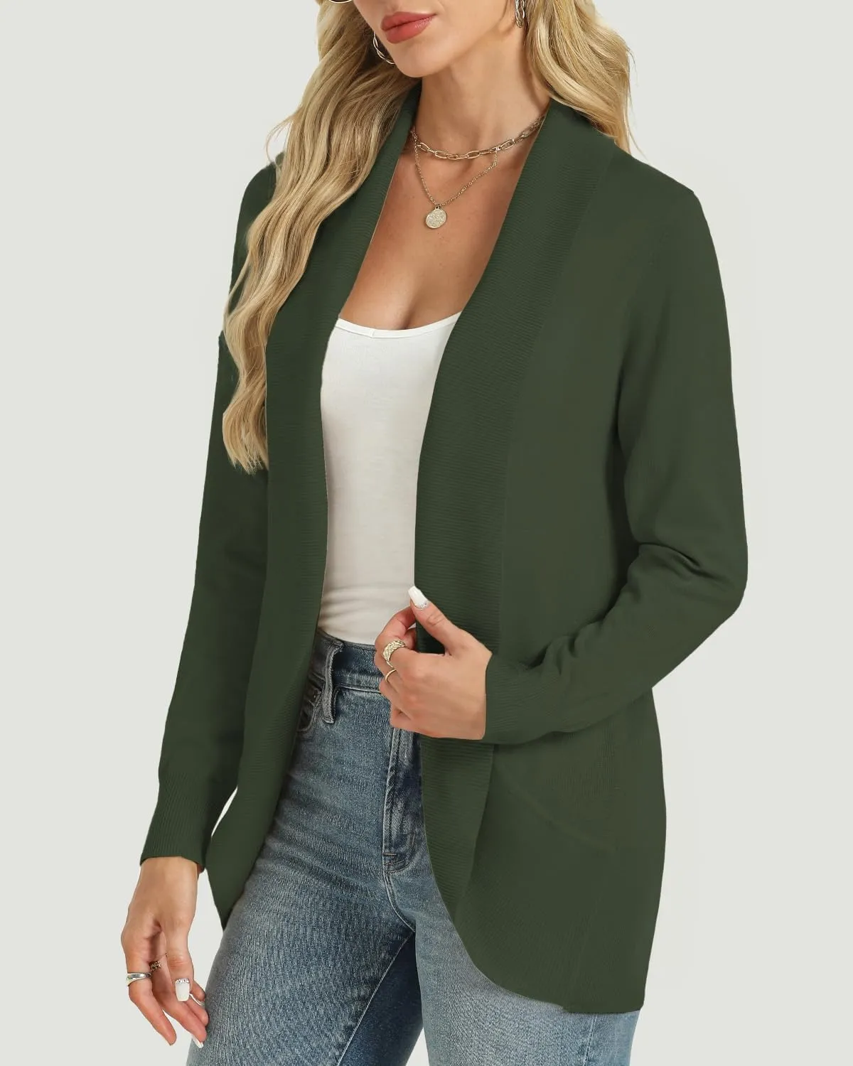 Tanou Womens Cardigan Lightweight Soft Long Sleeve Open Front Casual Knit Cardigan Sweater