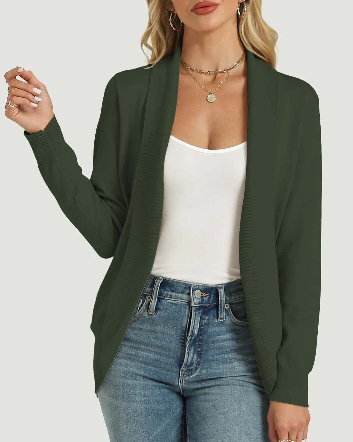 Tanou Womens Cardigan Lightweight Soft Long Sleeve Open Front Casual Knit Cardigan Sweater