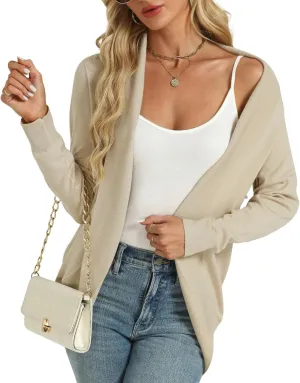 Tanou Womens Cardigan Lightweight Soft Long Sleeve Open Front Casual Knit Cardigan Sweater