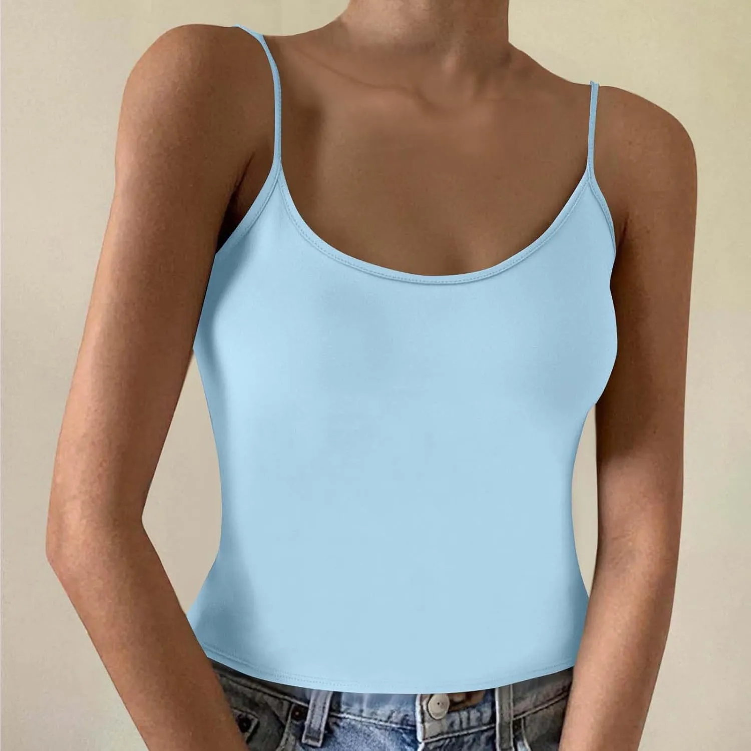 TARIENDY Womens Tank Tops Athletic Workout Casual Summer Sleeveless Camis Plain Slim Fit Comfy Spaghetti Strap Basic Top