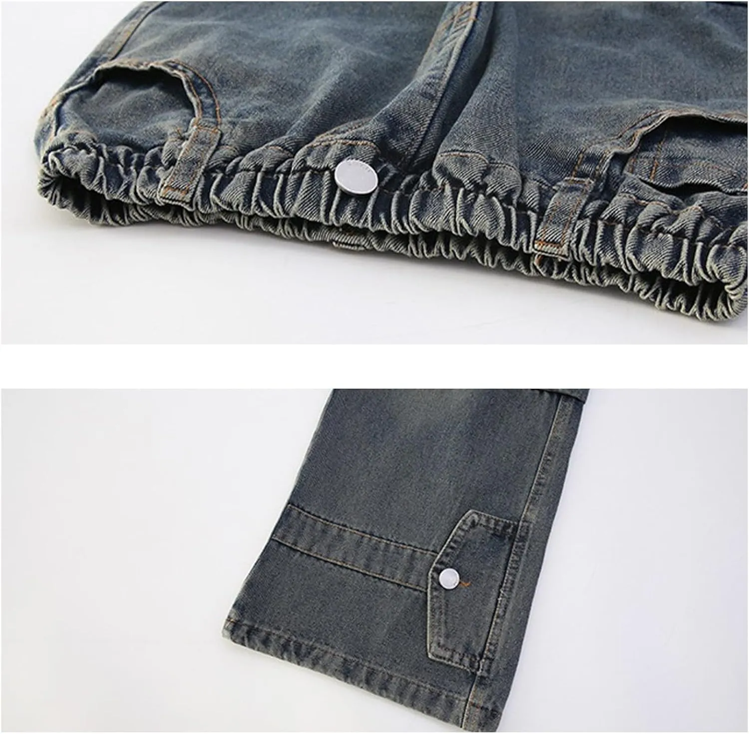 Teens Girls Wide Leg Baggy Jeans Children Kids Distressed Washed High Waisted Elastic Vintage Retro Jeans with Pockets