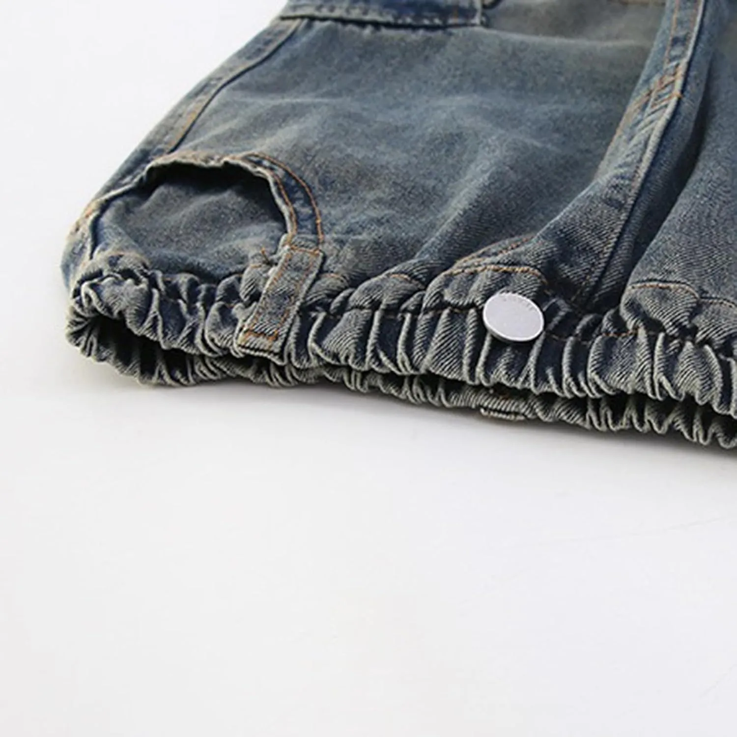Teens Girls Wide Leg Baggy Jeans Children Kids Distressed Washed High Waisted Elastic Vintage Retro Jeans with Pockets