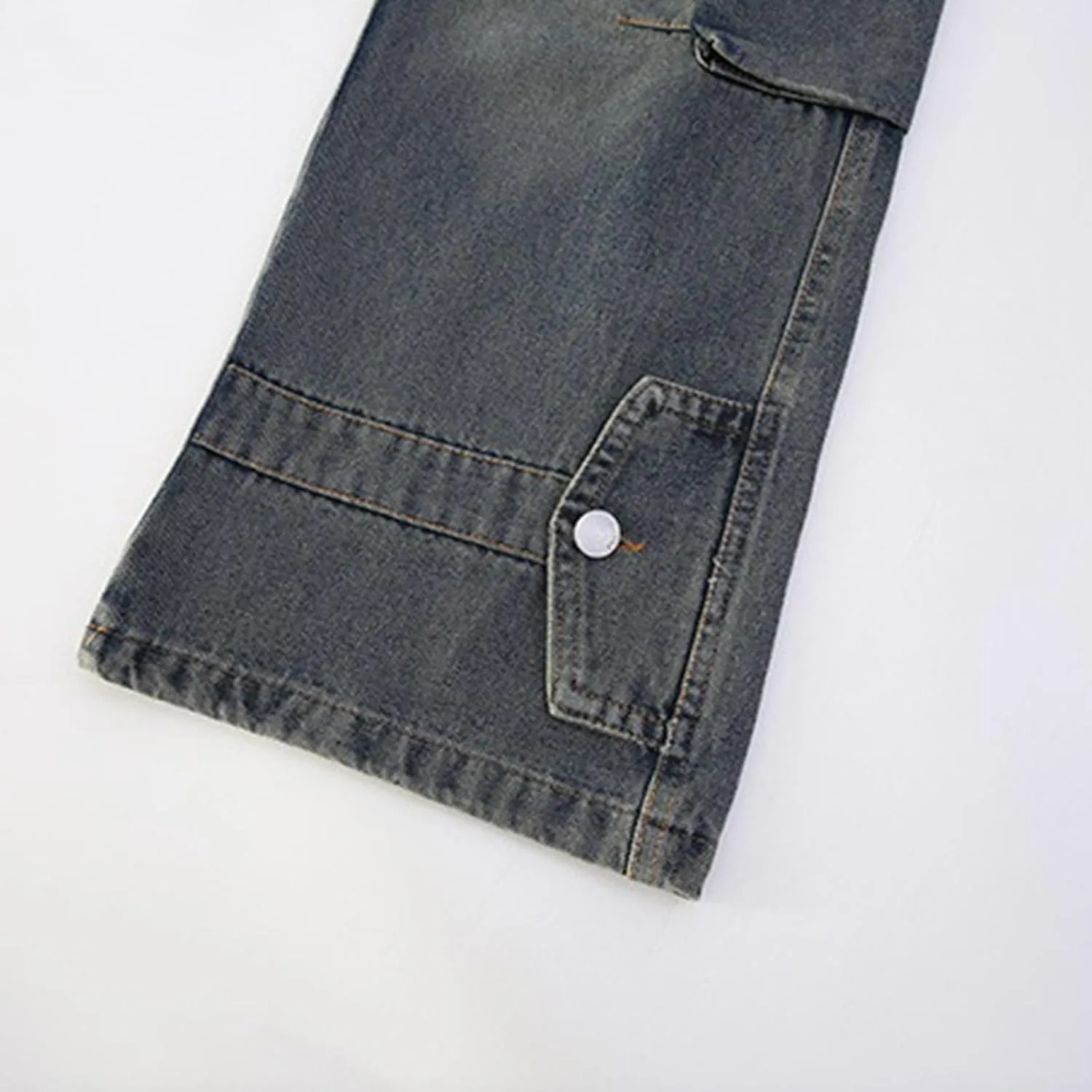 Teens Girls Wide Leg Baggy Jeans Children Kids Distressed Washed High Waisted Elastic Vintage Retro Jeans with Pockets