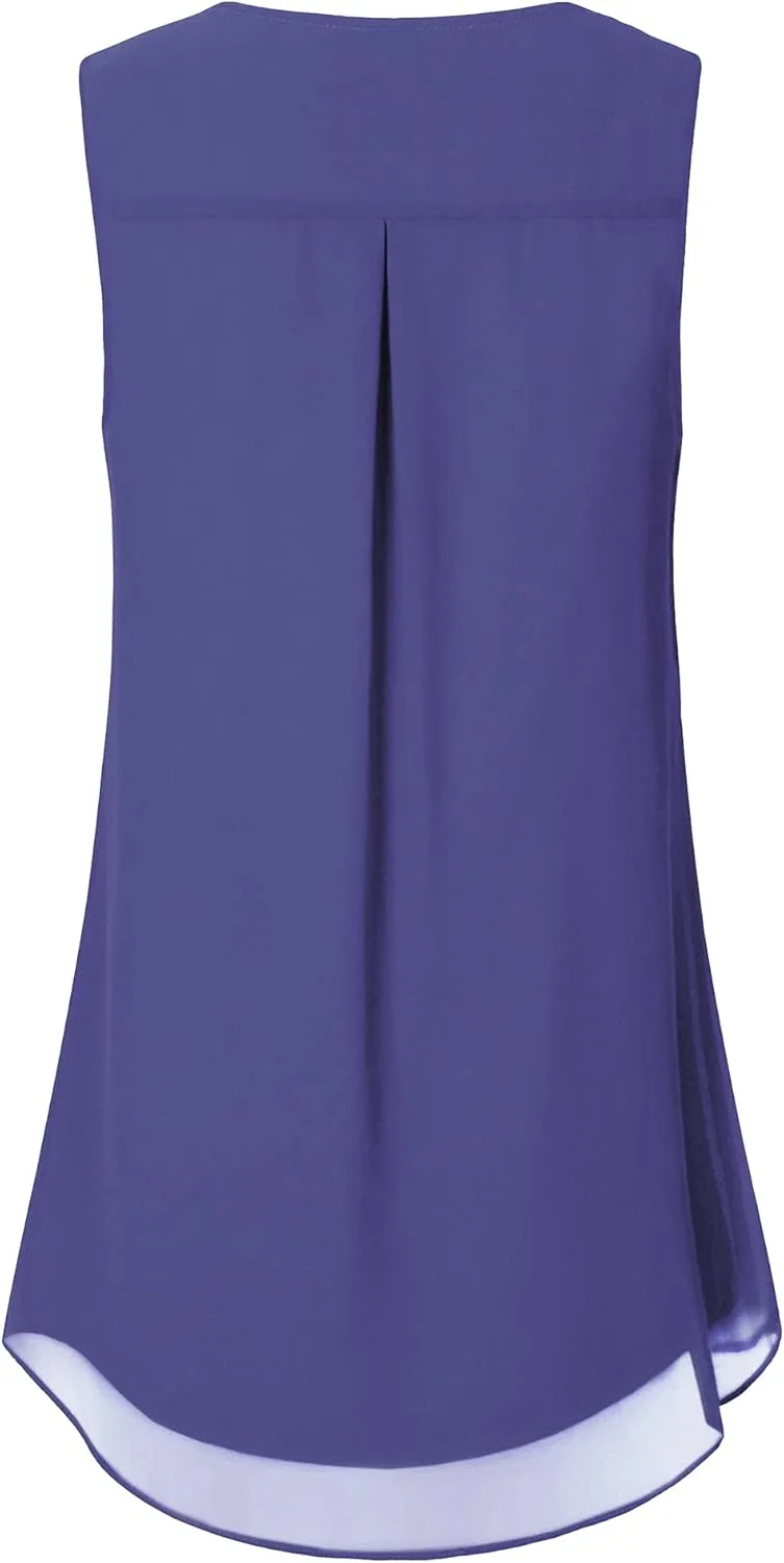 Timeson Women's Sleeveless Chiffon Tank Top Double Layers Casual Blouse Tunic