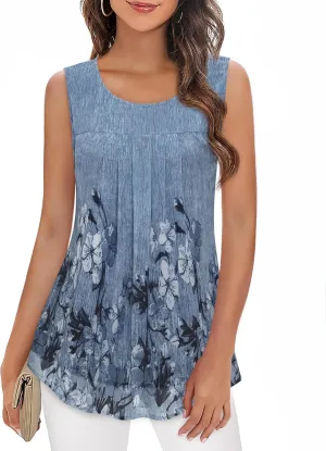 Timeson Women's Sleeveless Chiffon Tank Top Double Layers Casual Blouse Tunic