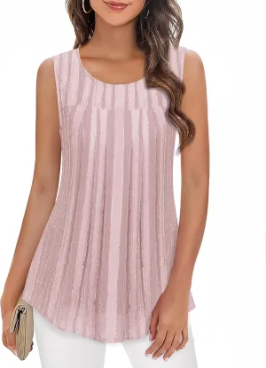 Timeson Women's Sleeveless Chiffon Tank Top Double Layers Casual Blouse Tunic