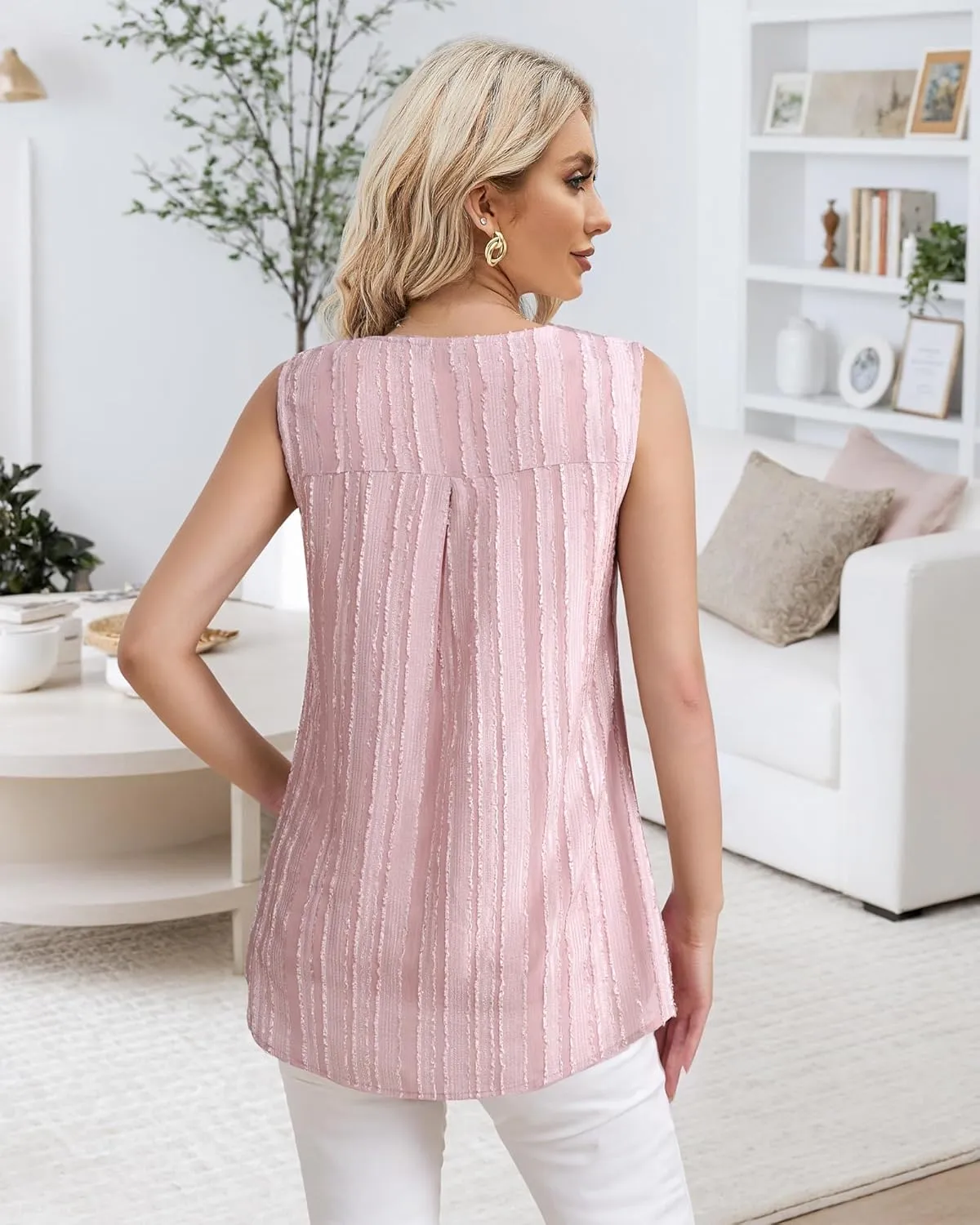 Timeson Women's Sleeveless Chiffon Tank Top Double Layers Casual Blouse Tunic