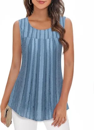 Timeson Women's Sleeveless Chiffon Tank Top Double Layers Casual Blouse Tunic