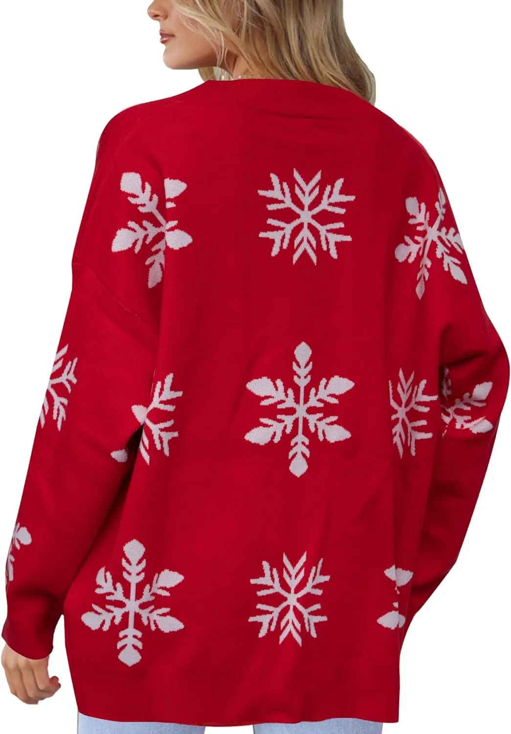 Ugly Christmas Sweater Christmas Cardigan Checkered Sweaters Knit Cardigans for Women Xmas Open Front Outwear Coat