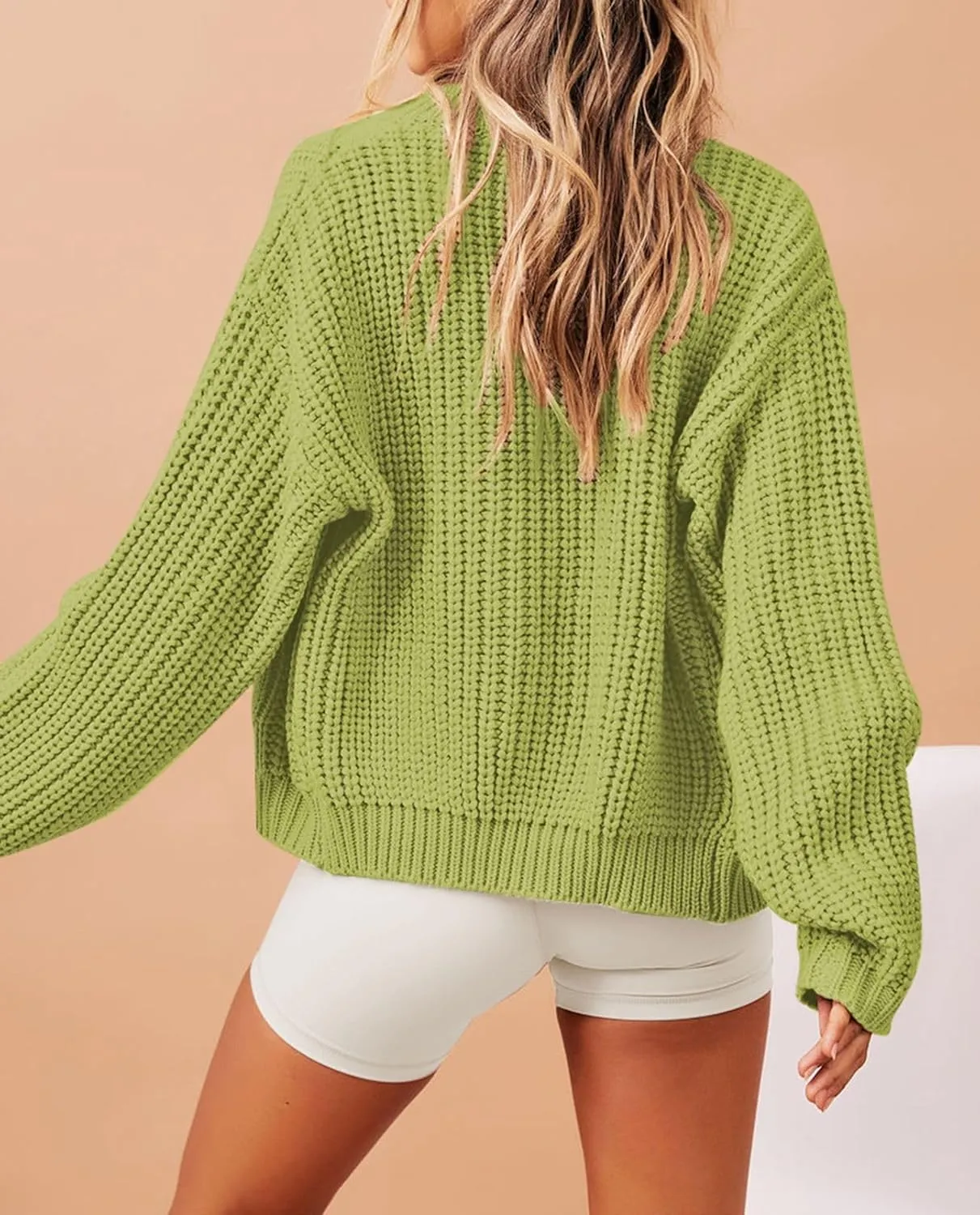 Viottiset Women's Full Zipper Oversized Cardigan Sweater Long Sleeve Chunky Knit Cardigans Jacket Coat