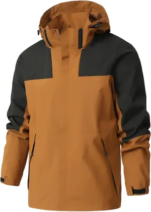 Waterproof Jackets for Men Lightweight Casual Rain Jackets Hooded Raincoat Zip Windbreaker for Running Hiking Travel