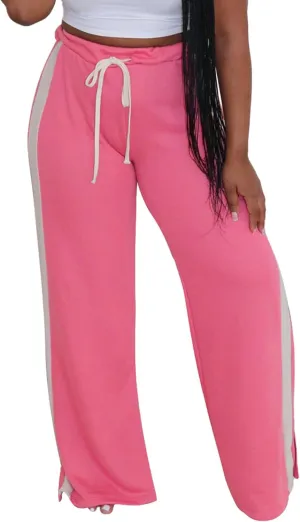 Wide Leg Sweatpants for Women Elastic Waist Drawstring Pants Straight Leg Causal Trousers Pants