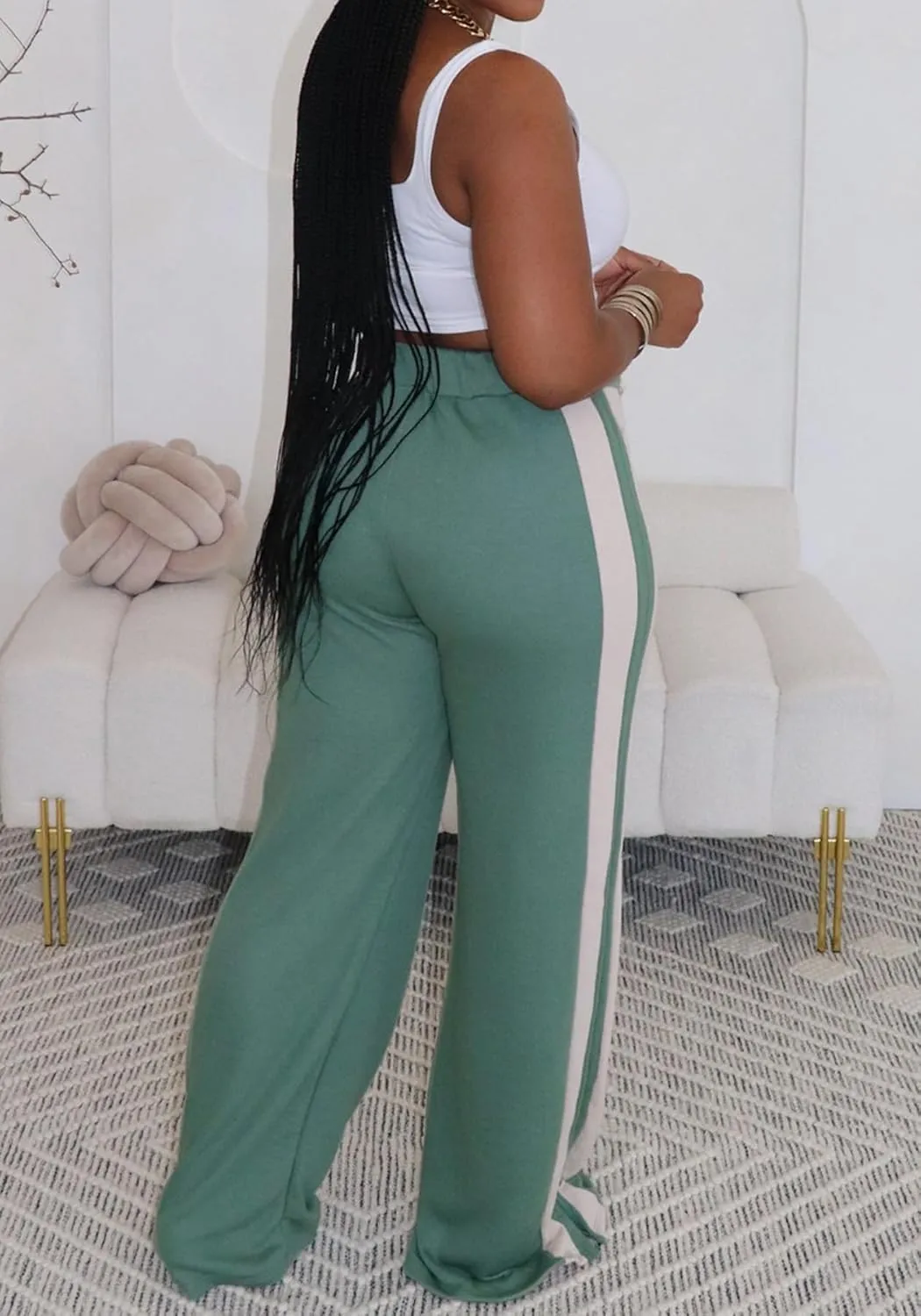 Wide Leg Sweatpants for Women Elastic Waist Drawstring Pants Straight Leg Causal Trousers Pants