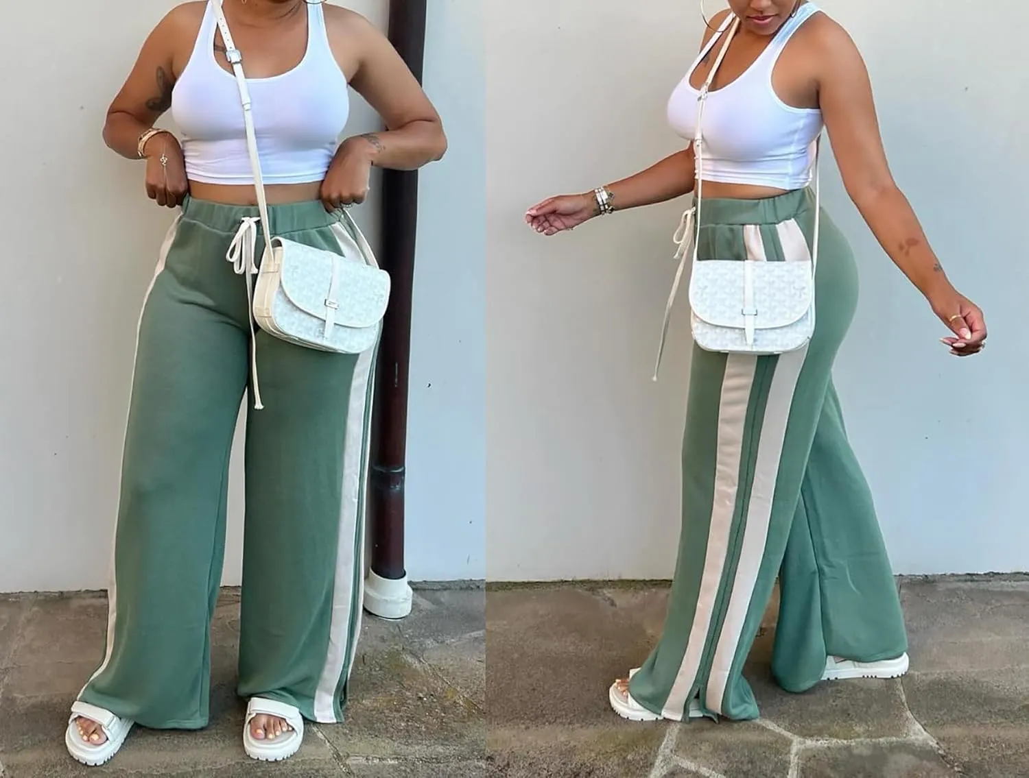 Wide Leg Sweatpants for Women Elastic Waist Drawstring Pants Straight Leg Causal Trousers Pants