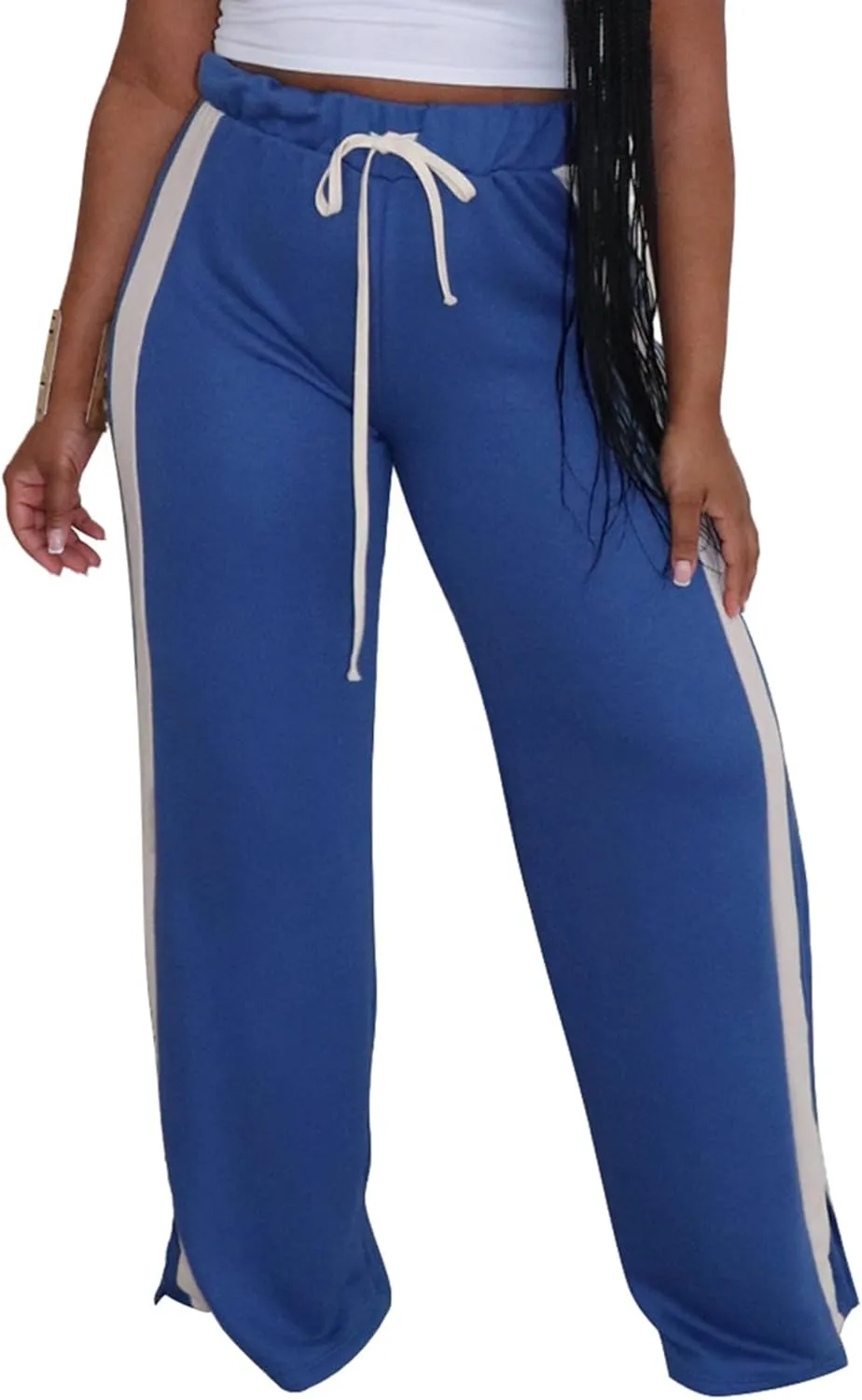 Wide Leg Sweatpants for Women Elastic Waist Drawstring Pants Straight Leg Causal Trousers Pants