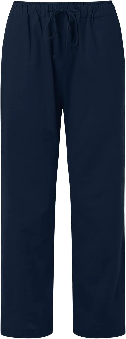 Wide Pants Waist Long Drawstring Casual Elastic Women Leg Solid Cotton Pants Studio F