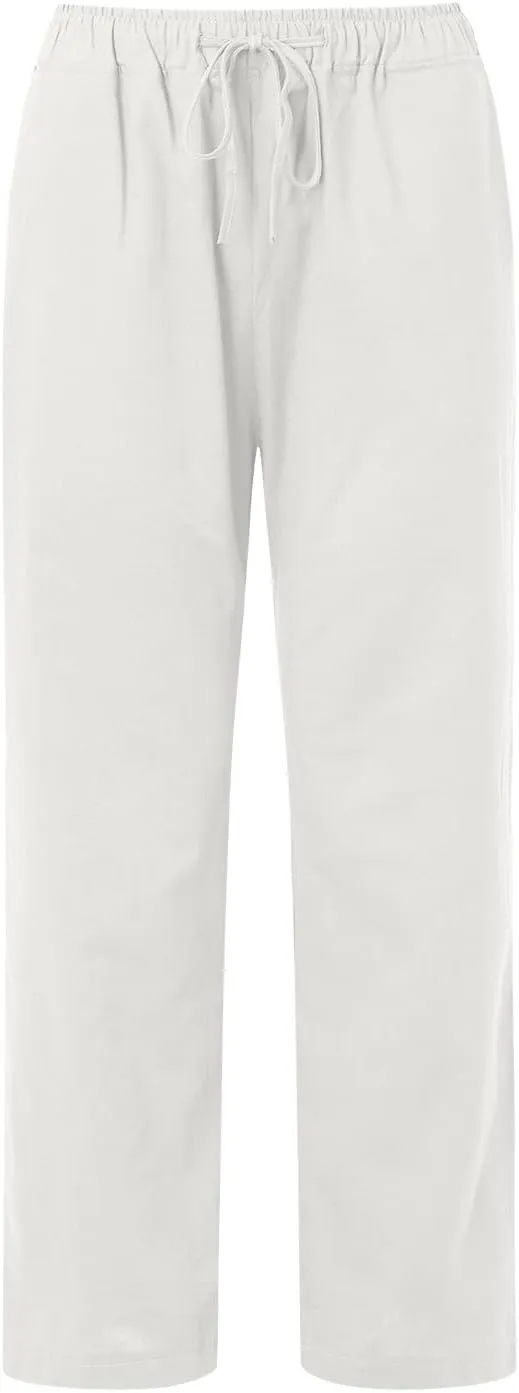 Wide Pants Waist Long Drawstring Casual Elastic Women Leg Solid Cotton Pants Yes No Pants