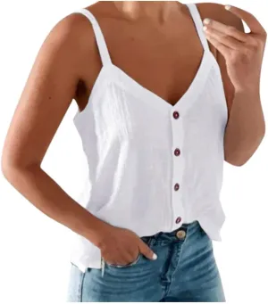 Women Button Down Tank Tops Loose Casual V Neck Strappy Summer Sleeveless Shirts Plus Size Blouses S-5X