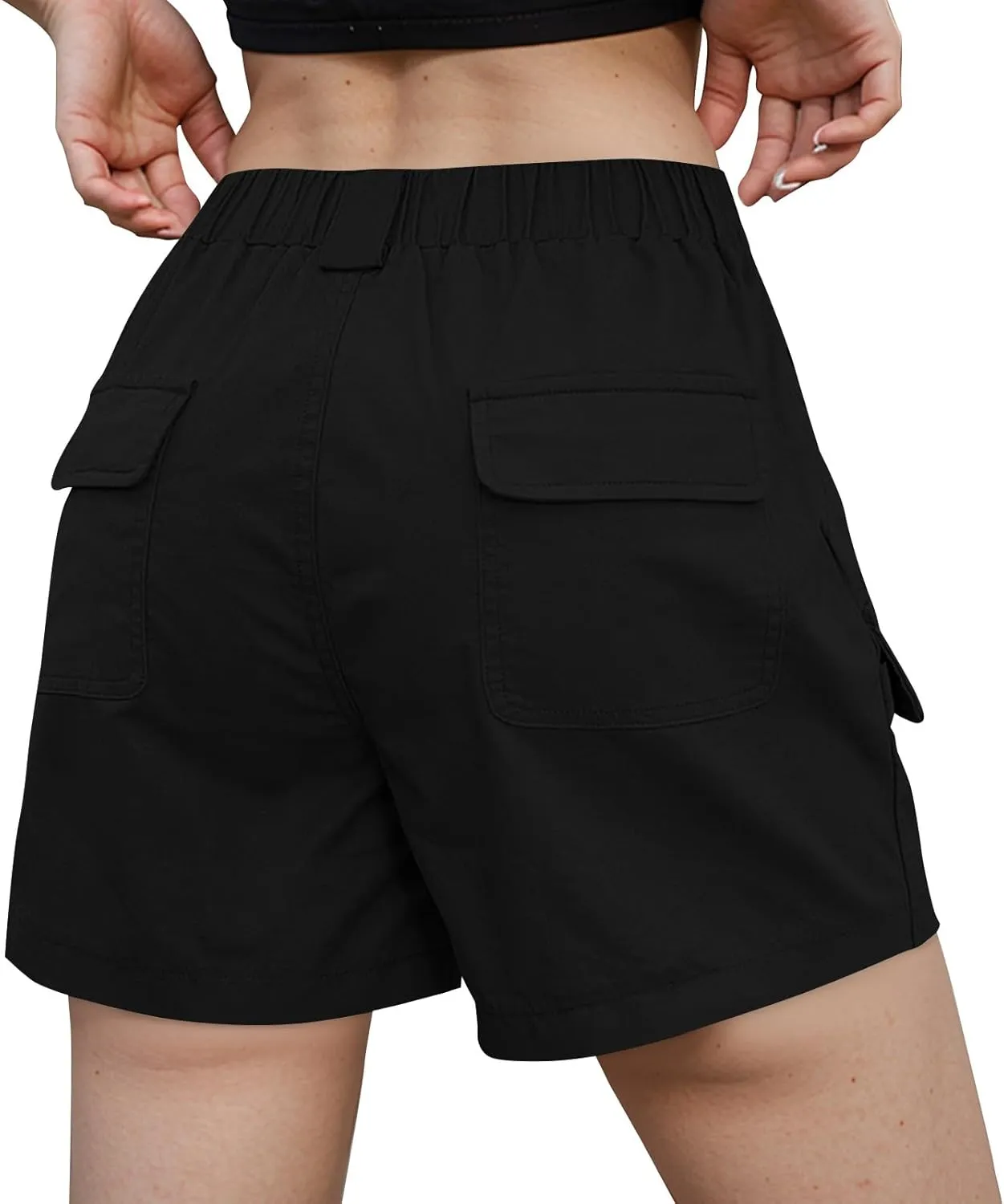 Women Cargo Shorts Summer Casual Hiking Shorts with Pockets Elastic Waist Button Bermuda Short Y2K Chino Short