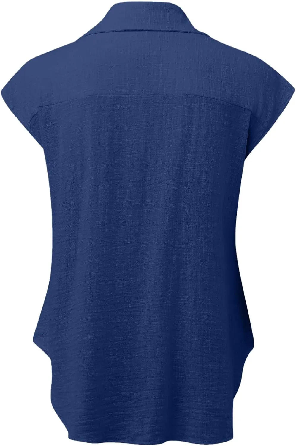 Women Cotton Linen Shirts 2025 V Neck Half Button Down Blouse Casual Cap Sleeve Tops Summer Work Vacation Clothes