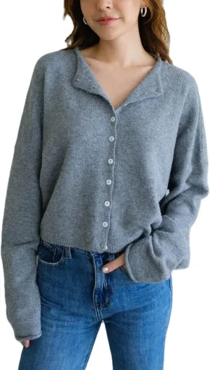 Women Lightweight Cardigan Sweater Button Down Long Sleeve Crewneck Crop Knit Cardigans Casual Basic Knitwear