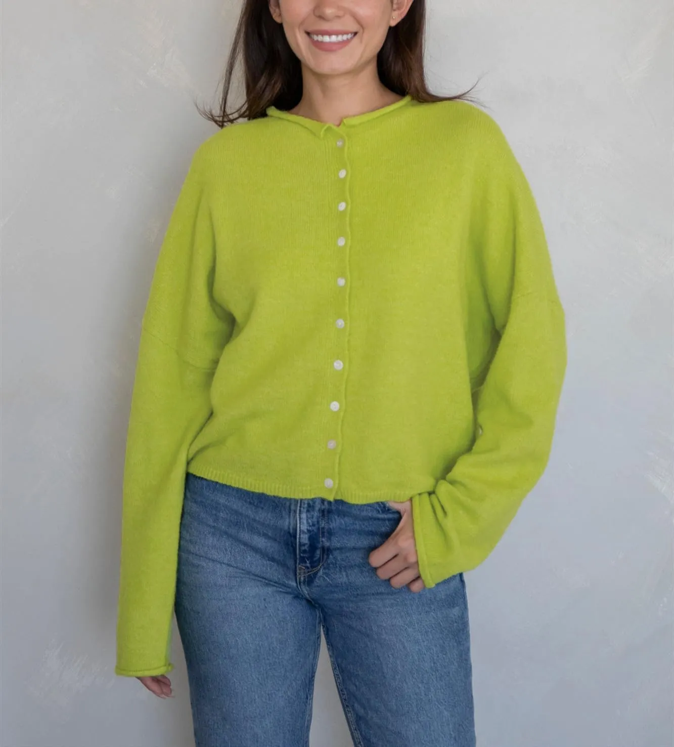 Women Lightweight Cardigan Sweater Button Down Long Sleeve Crewneck Crop Knit Cardigans Casual Basic Knitwear
