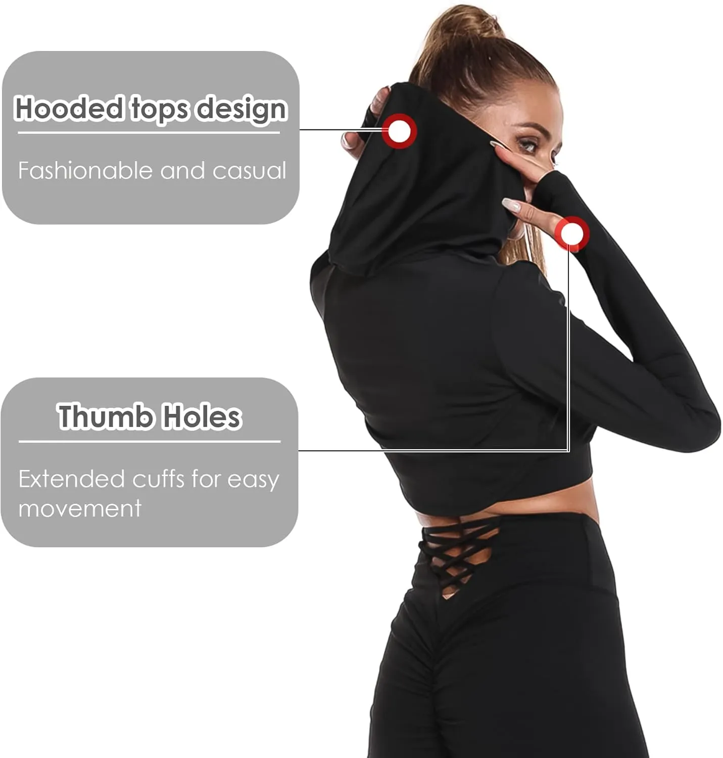 Women Long Sleeve Workout Crop Tops Seamless Yoga Shirts Cutout Shrug Top