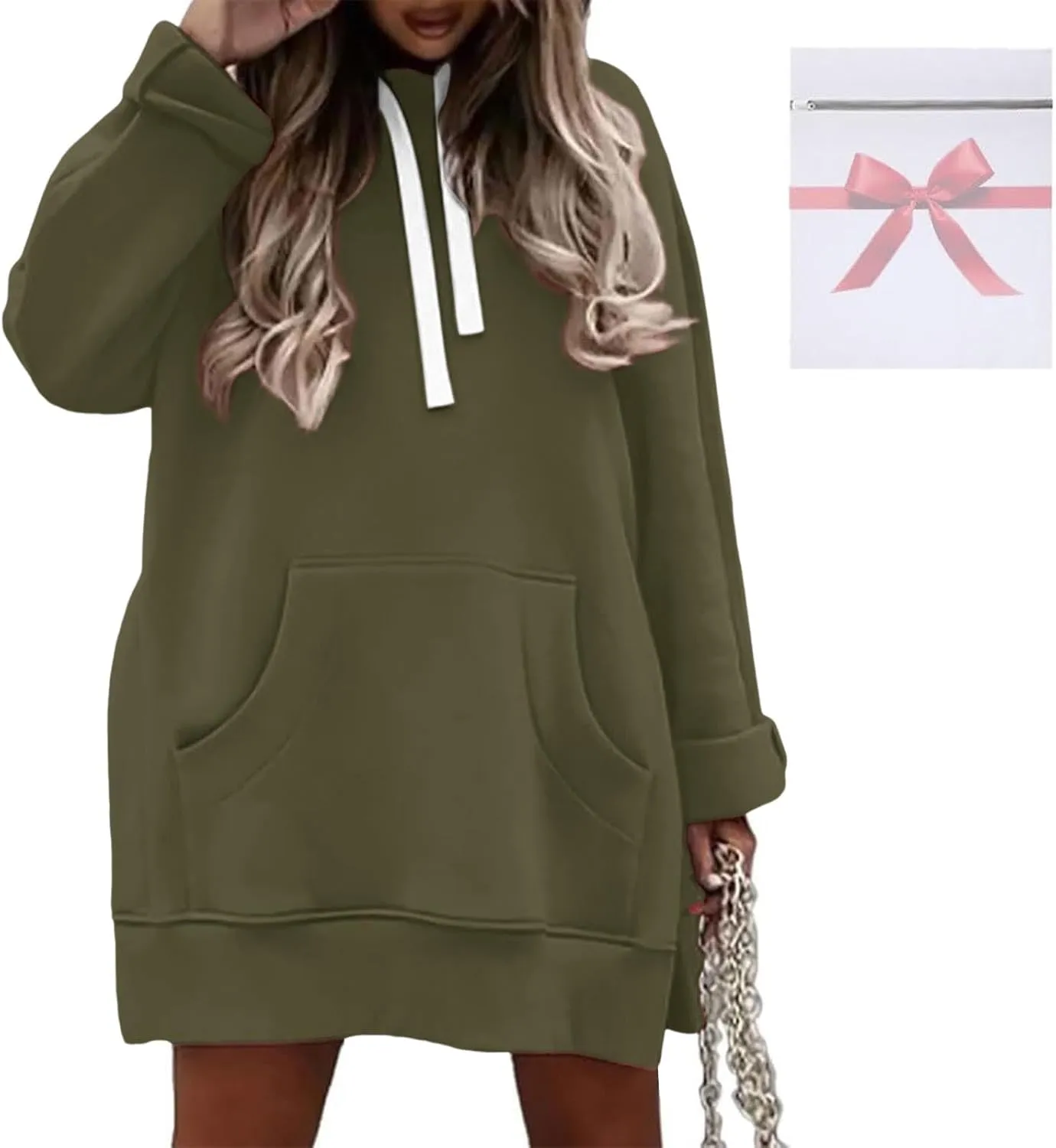 Women Oversized Hoodie Dress Pullover Winter Kangaroo Pocket Sweatshirt Summer Fall Tops Casual Loungewear