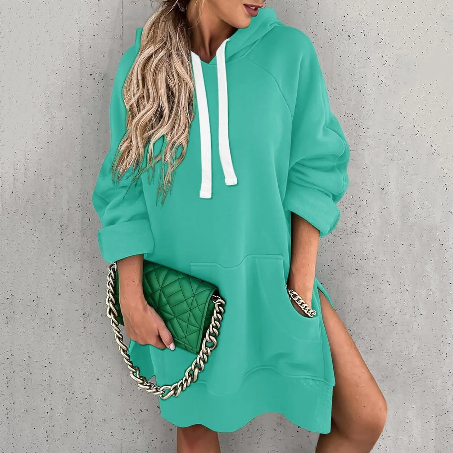 Women Oversized Hoodie Dress Pullover Winter Kangaroo Pocket Sweatshirt Summer Fall Tops Casual Loungewear