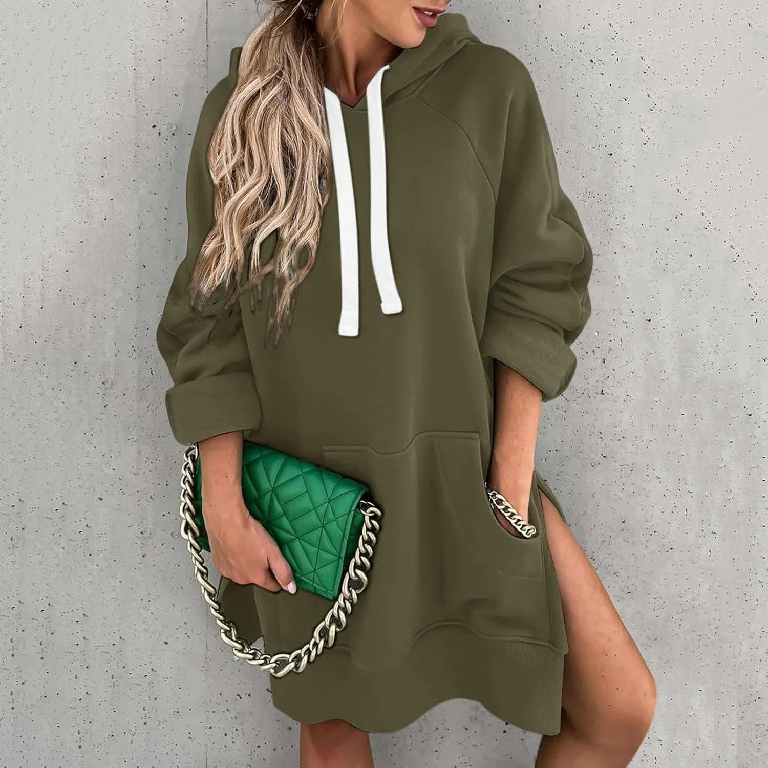 Women Oversized Hoodie Dress Pullover Winter Kangaroo Pocket Sweatshirt Summer Fall Tops Casual Loungewear