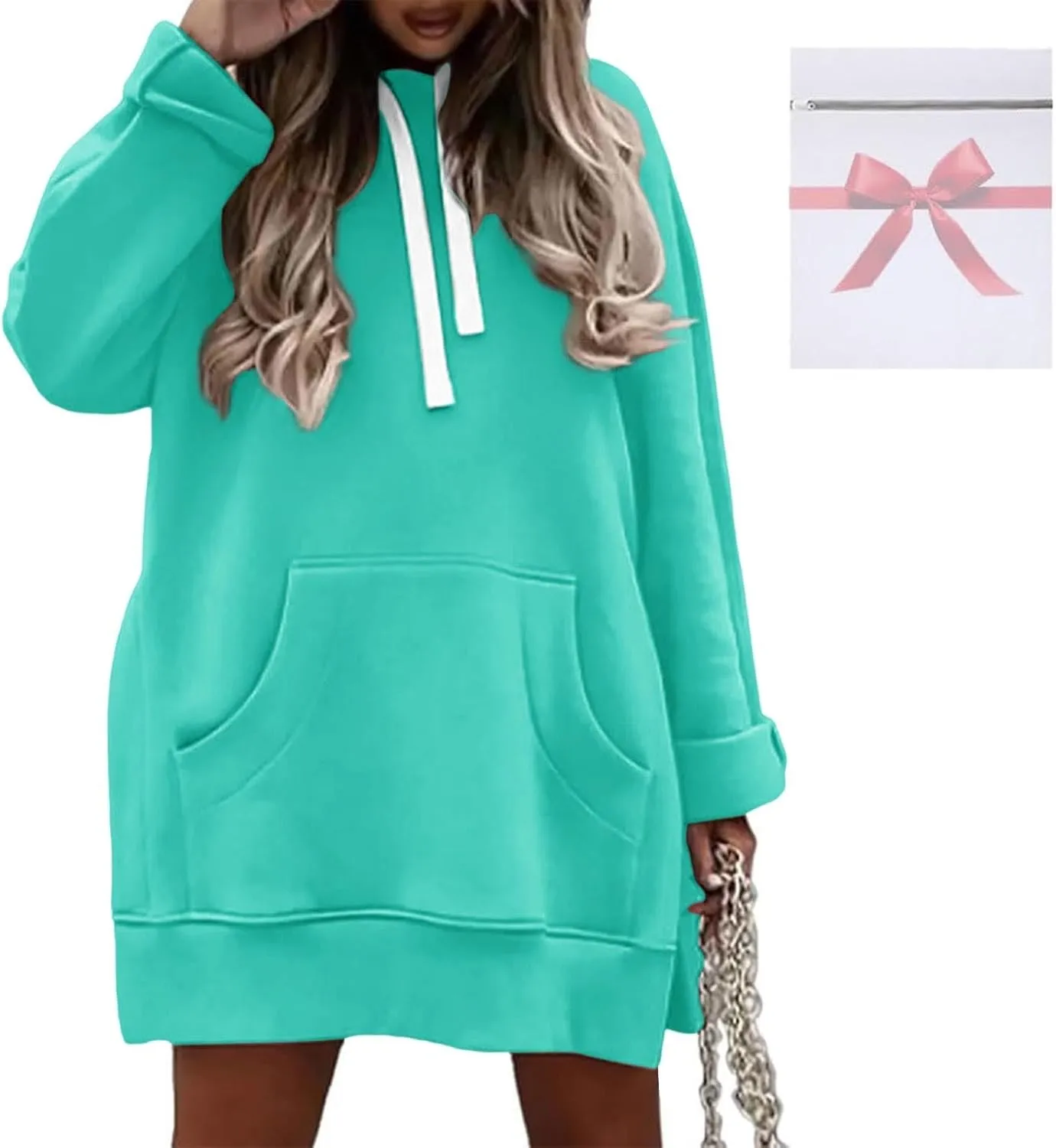 Women Oversized Hoodie Dress Pullover Winter Kangaroo Pocket Sweatshirt Summer Fall Tops Casual Loungewear