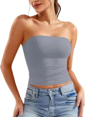 Women Strapless Tube Top Sexy Sleeveless Backless Bandeau Going Out Crop Tops Cute 2025 Summer Outfits