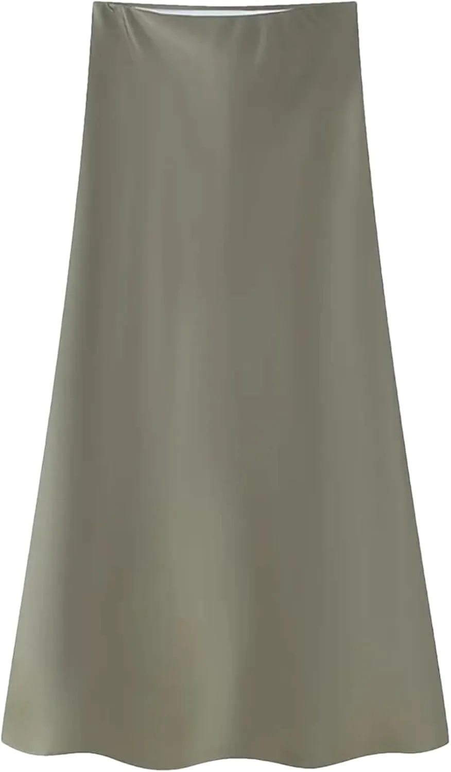 Women Vintage Casual Skirt Solid Silky Satin Straight Elasticwaist Midi Skirt Spring Summer Skirt
