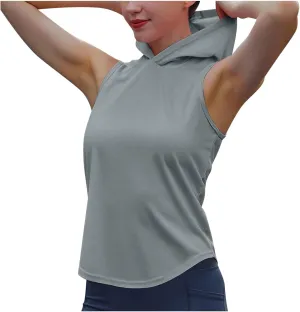 Women Workout Hooded Tank Tops Running Shirts Quick Dry Gym Sleeveless Hoodie Athletic Running Tennis Yoga Shirt Tops