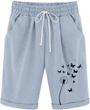 Women's Bermuda Shorts High Waisted Drawstring Workout Short 2025 Summer Casual Beach Knee Length Shorts with Pockets