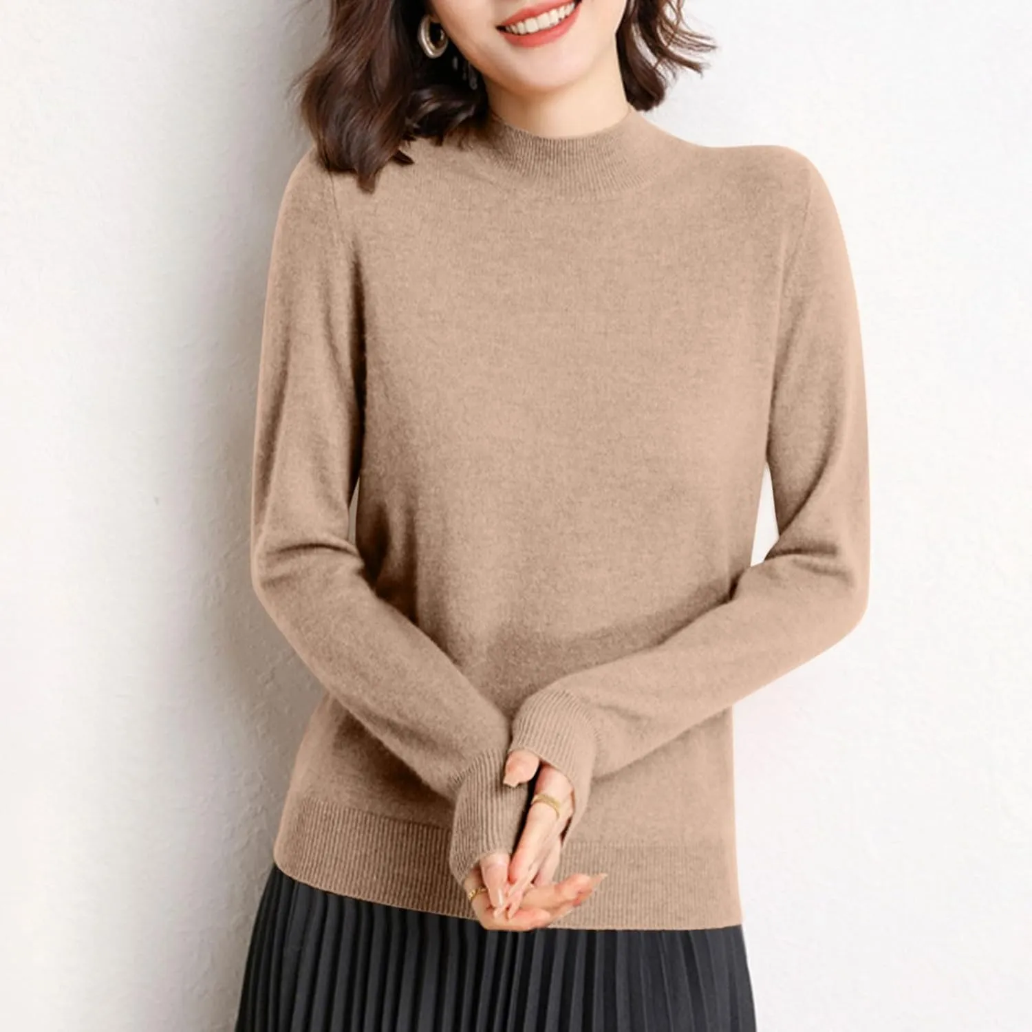 Womens Cable Knit Sweater Cashmere Long Sleeve Spring Sweaters Crewneck Casual Loose Pullover Tops Outfit