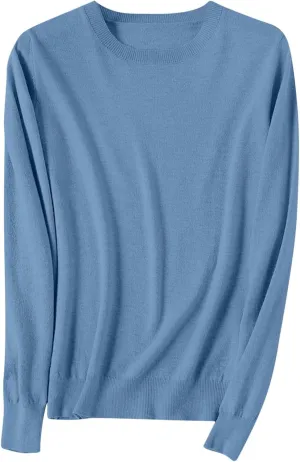 Women's Cashmere Sweaters Long Sleeve Crew Neck Soft Warm Cozy Pullover Lightweight Wool Knit Jumpers Sweater