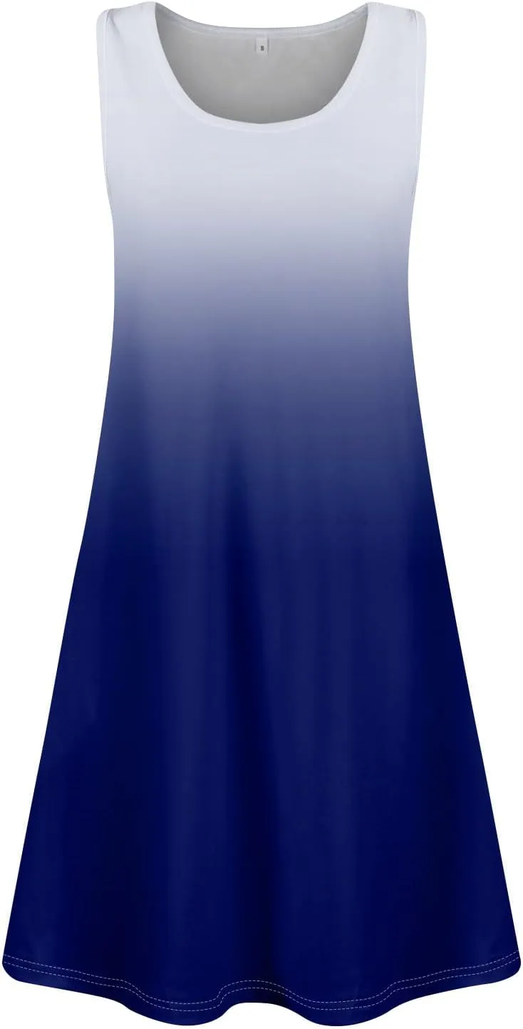 Women's Casual Day Printed Dress with V-Neck Vest and Pocket Beach Dress Casual Dresses