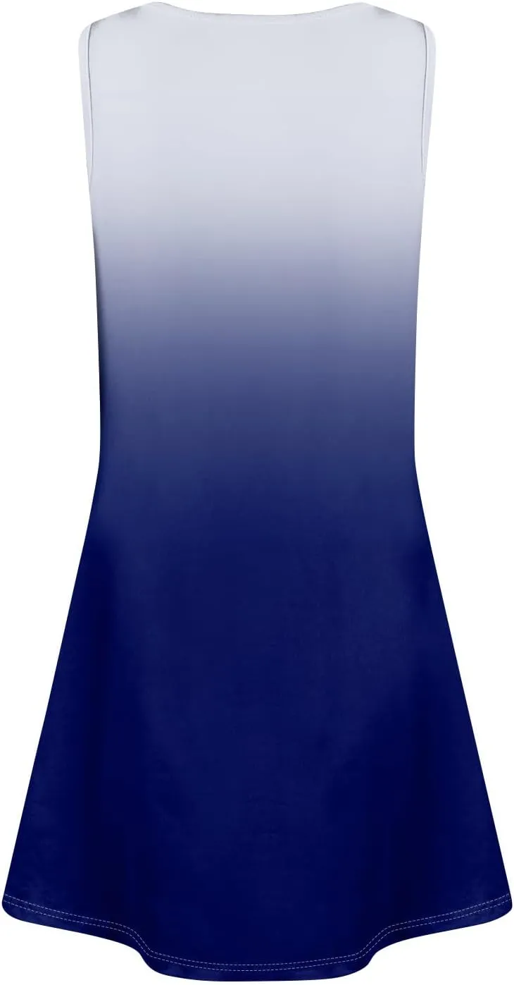 Women's Casual Day Printed Dress with V-Neck Vest and Pocket Beach Dress Casual Dresses